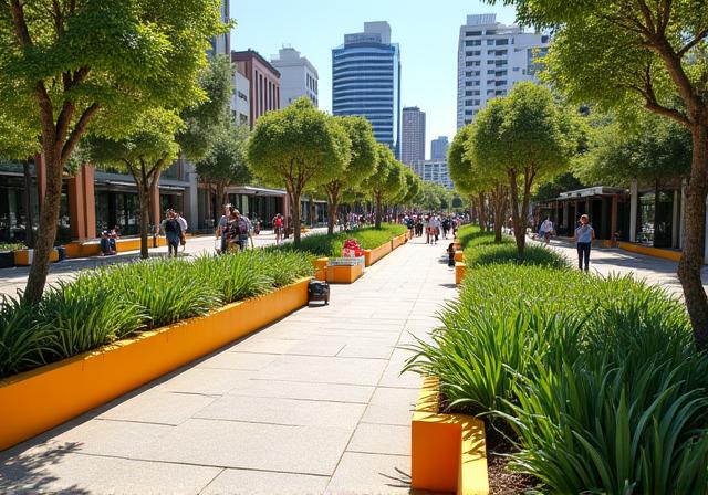 Plaza pública con paisajismo en Medellín